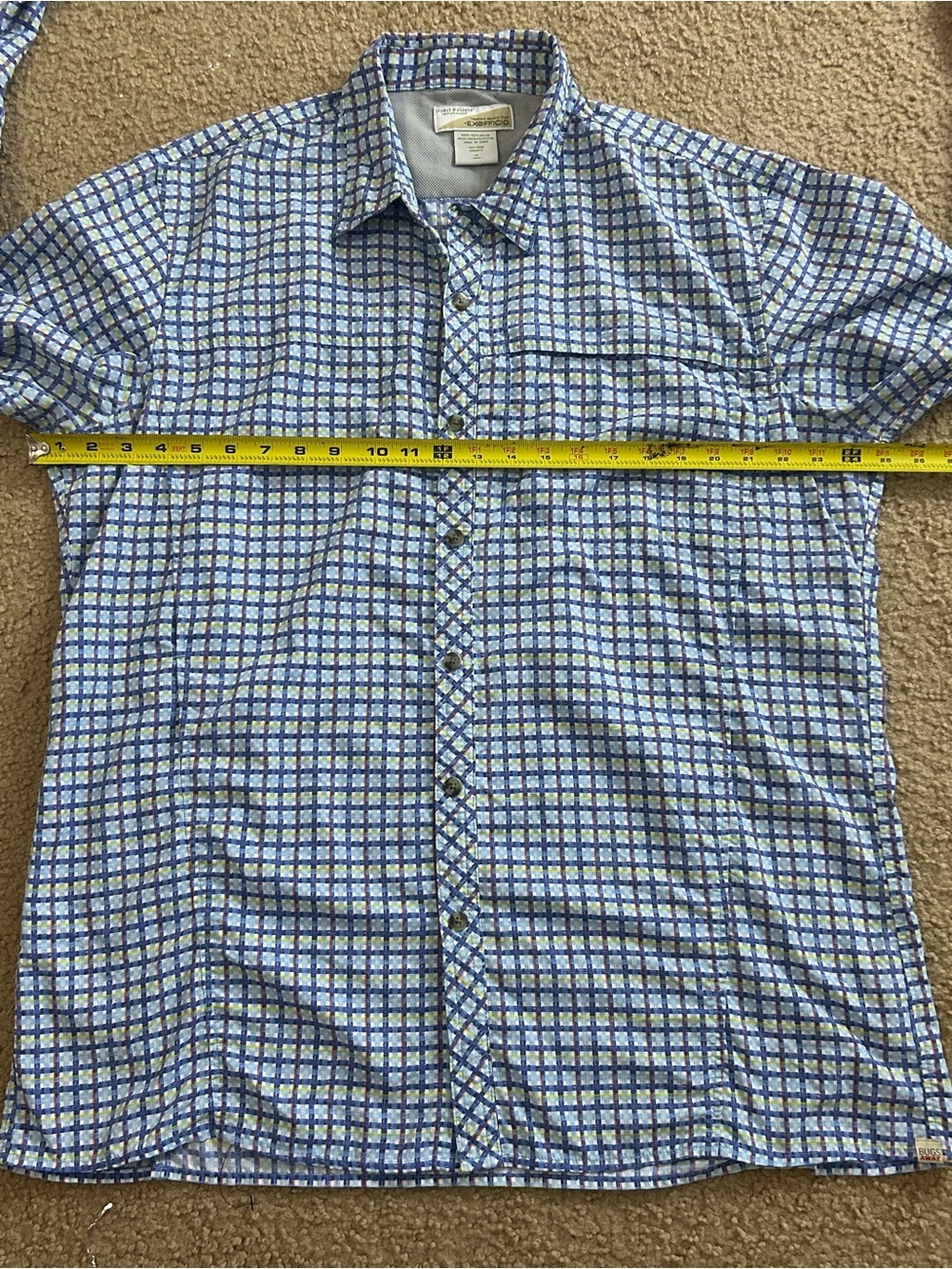 ExOfficio Insect Shield Plaid Button Up Shirt XL Long Sleeve Outdoor Hiking Fish - Picture 7 of 8